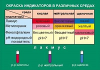 Таблица Окраска индикаторов в различных средах (винил) - «globural.ru» - Балашиха