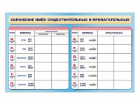 Фрагмент (демонстрационный) маркерный (двухсторонний) "Склонение имен существительных и прилагательных" - «globural.ru» - Балашиха