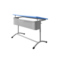 Стол ученический двухместный регулируемый по высоте с наклонной пластиковой столешницей - «globural.ru» - Балашиха